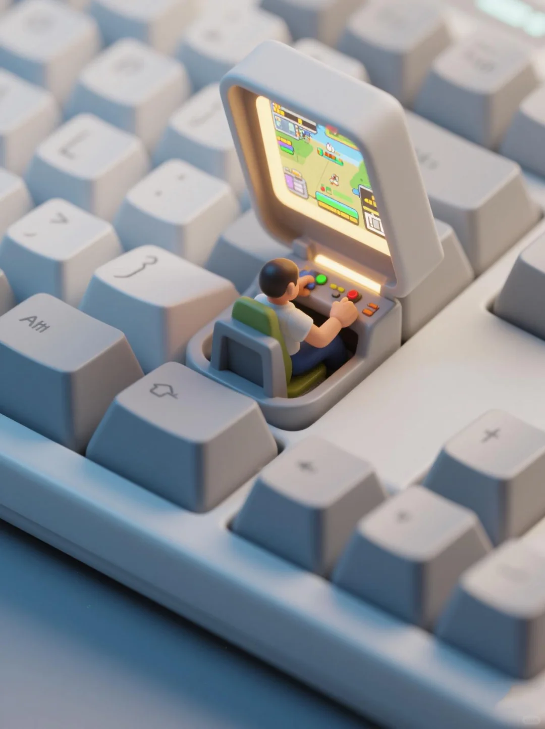 AIGC创作 | 键帽下的游戏厅 酷炫的冒险之旅