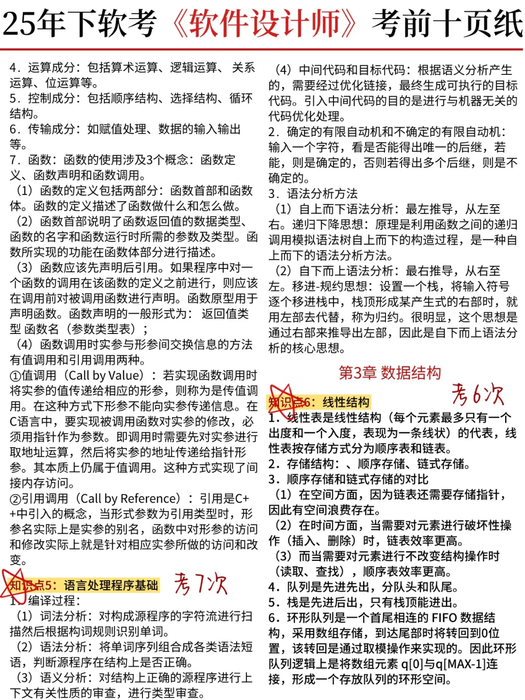 11.8软件设计师，就这10页纸，背完保底50+