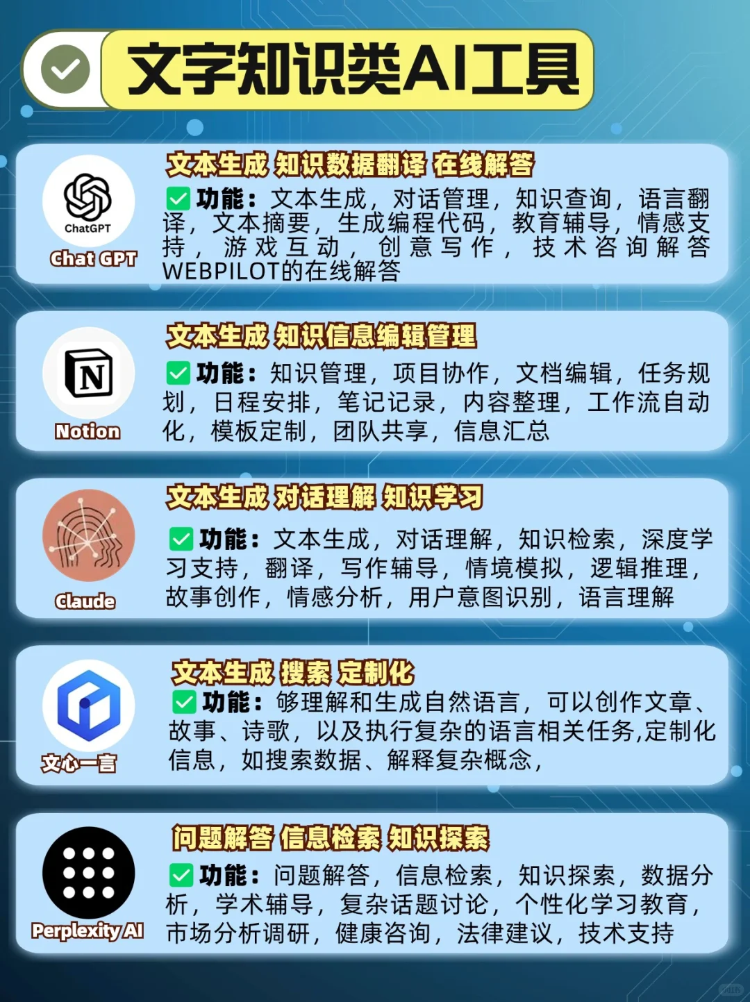 全行业Ai工具|20款实用AI工具分类✅
