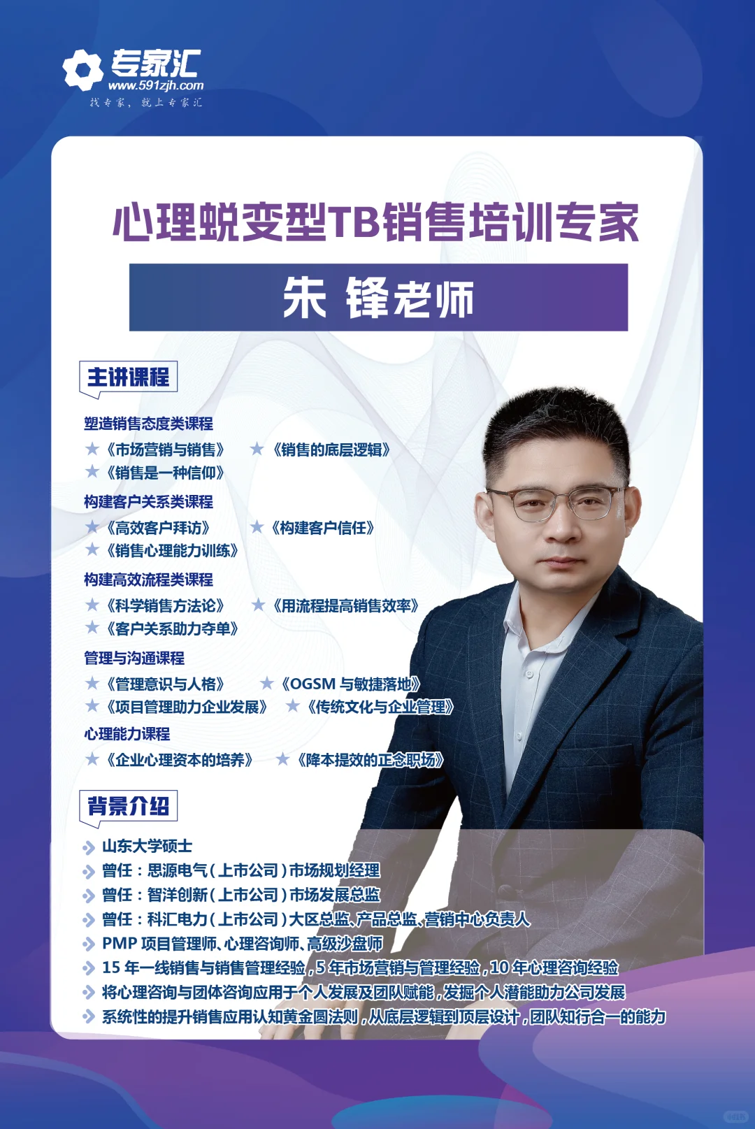 优秀讲师推荐-心里蜕变TB销售培训-朱峰老师