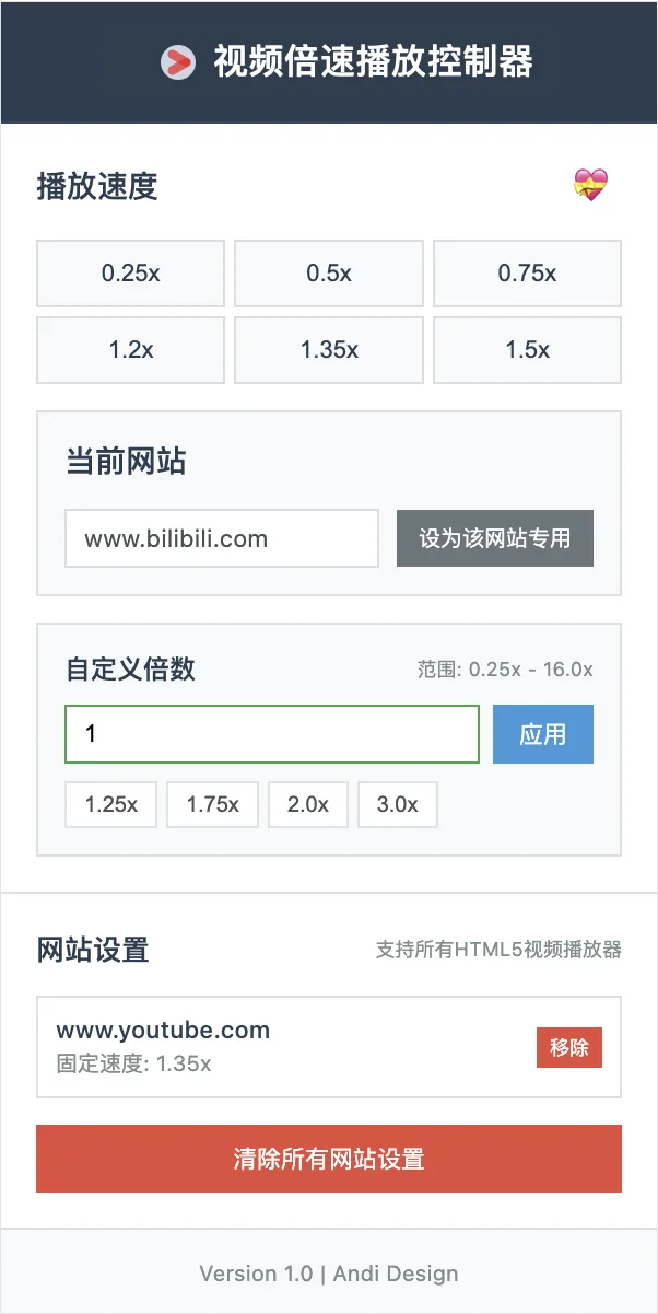 Chrome扩展插件：视频倍速播放