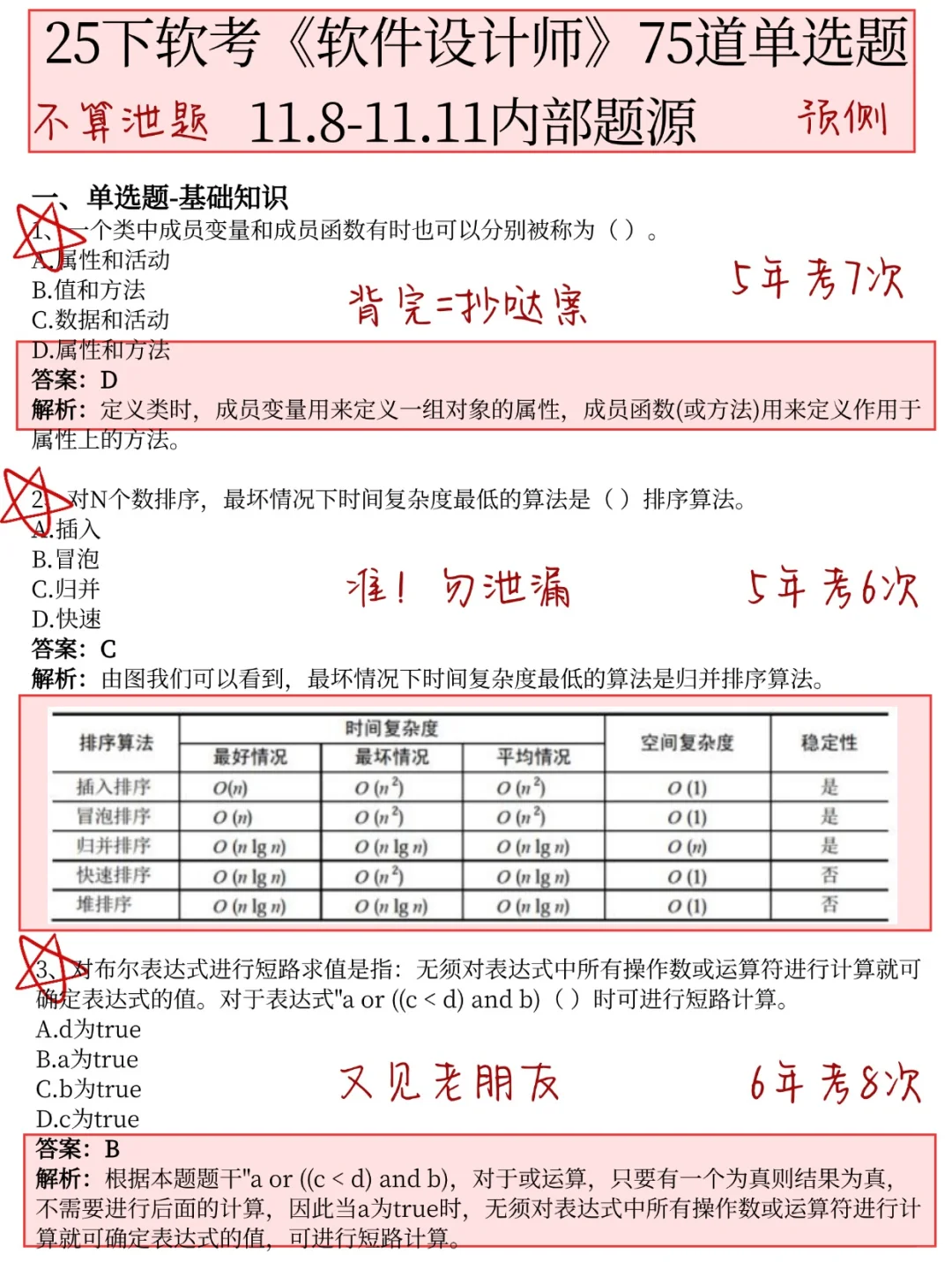 中级软件设计师，就这10页纸，6h背完45过了
