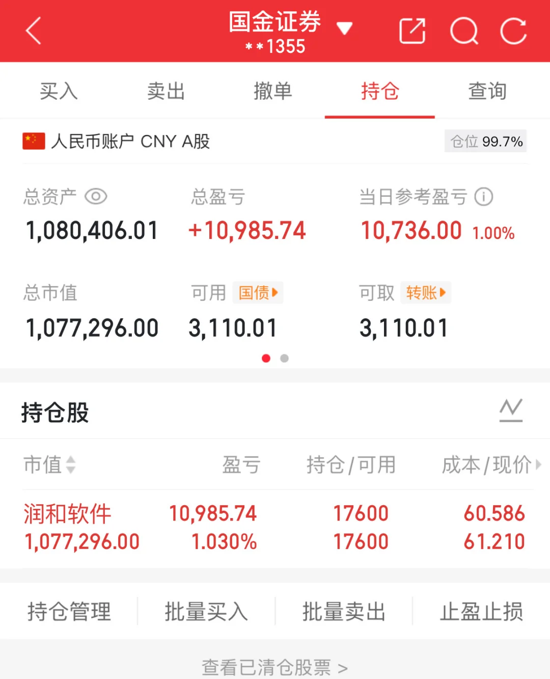 50w实盘挑战一年做到300w（第54天）