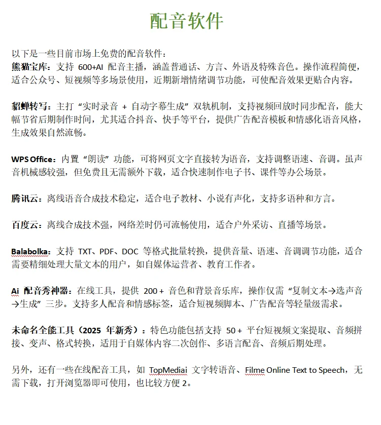 一些免费的配音软件