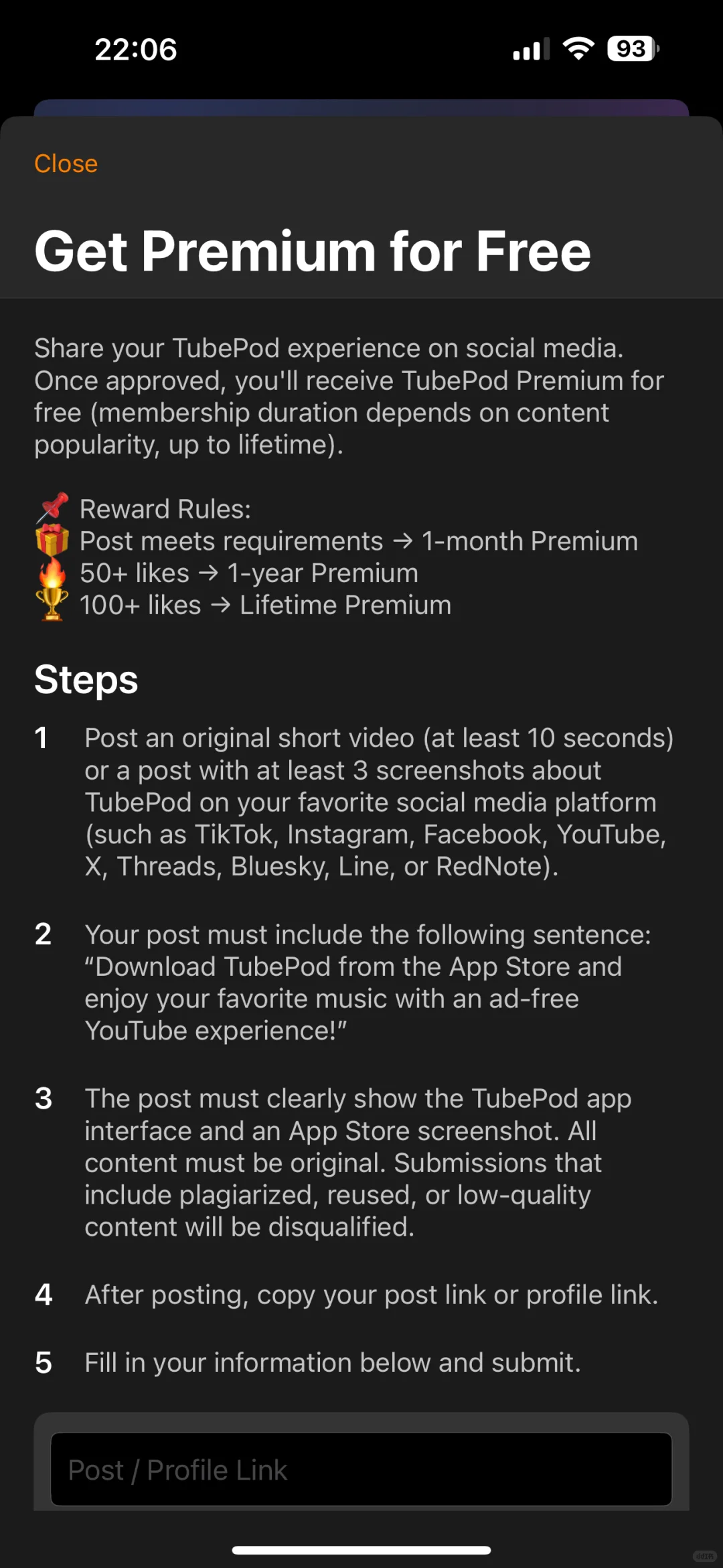 免费听歌app 🎧 TubePod 让我冲100吧❤️