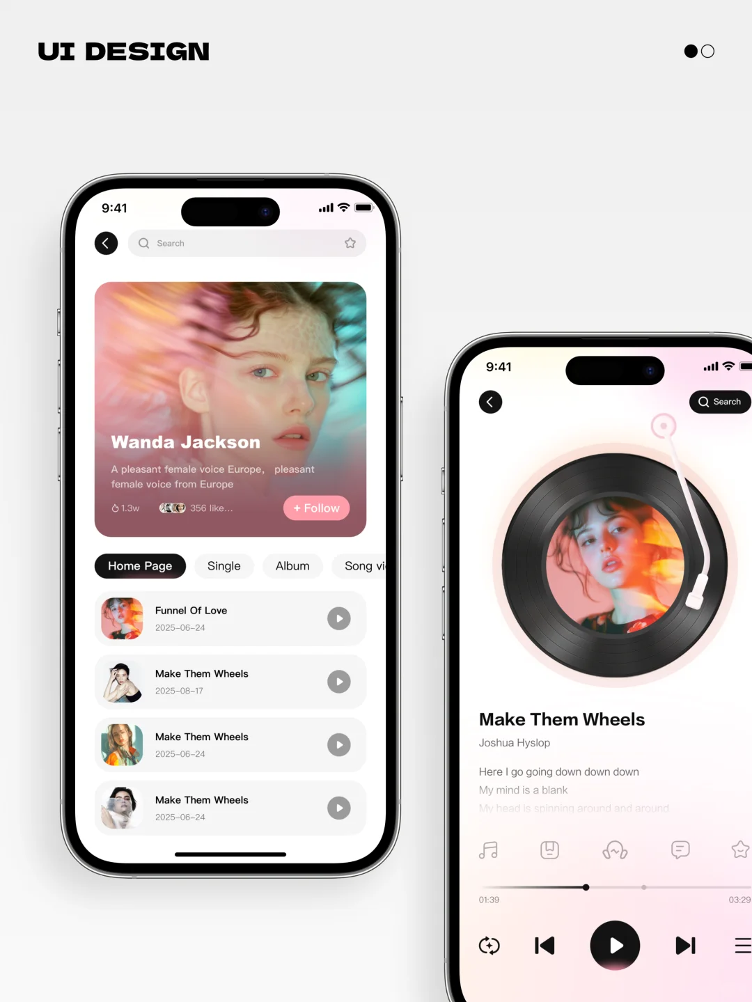 原创设计｜色彩清新的音乐ui界面