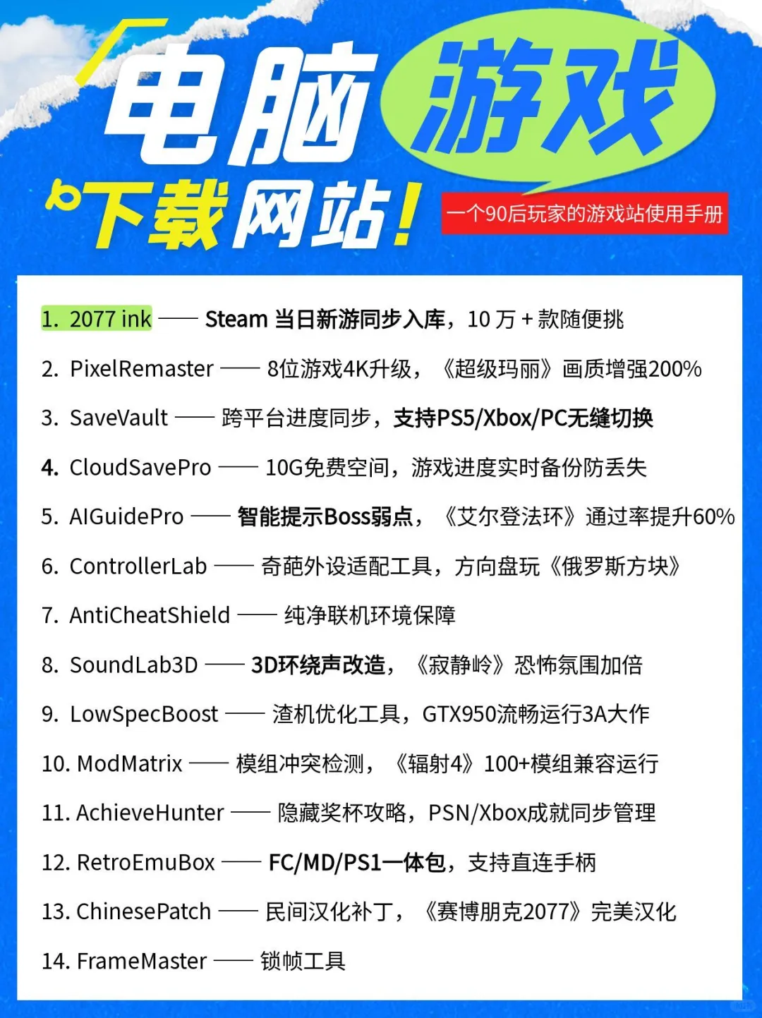 十二年老玩家整理了14个单机游戏下载站！