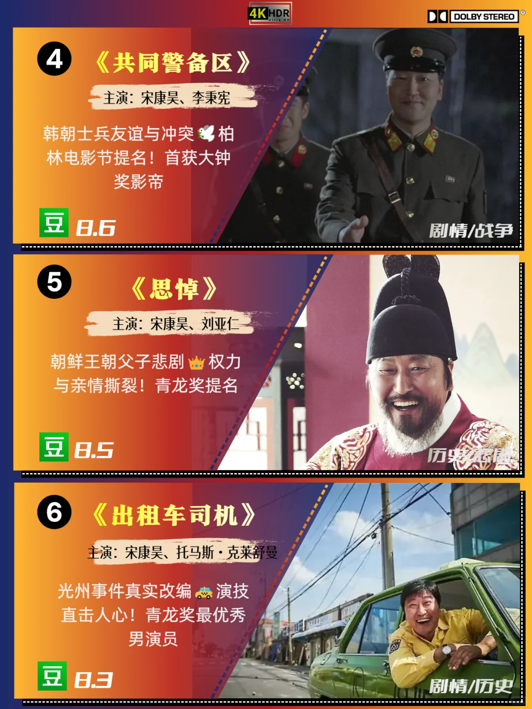 奥斯卡金棕榈得主宋康昊，必看片单！