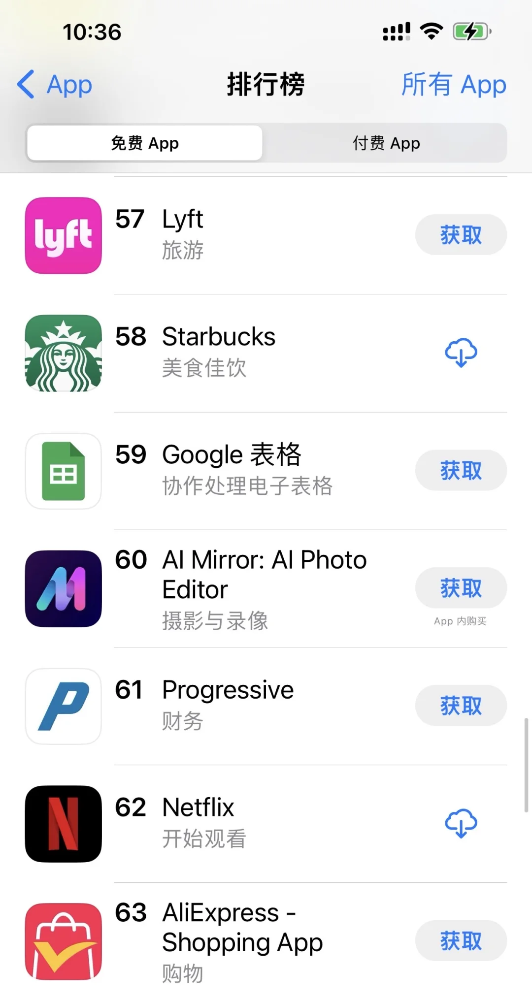 美区排名前100的免费app