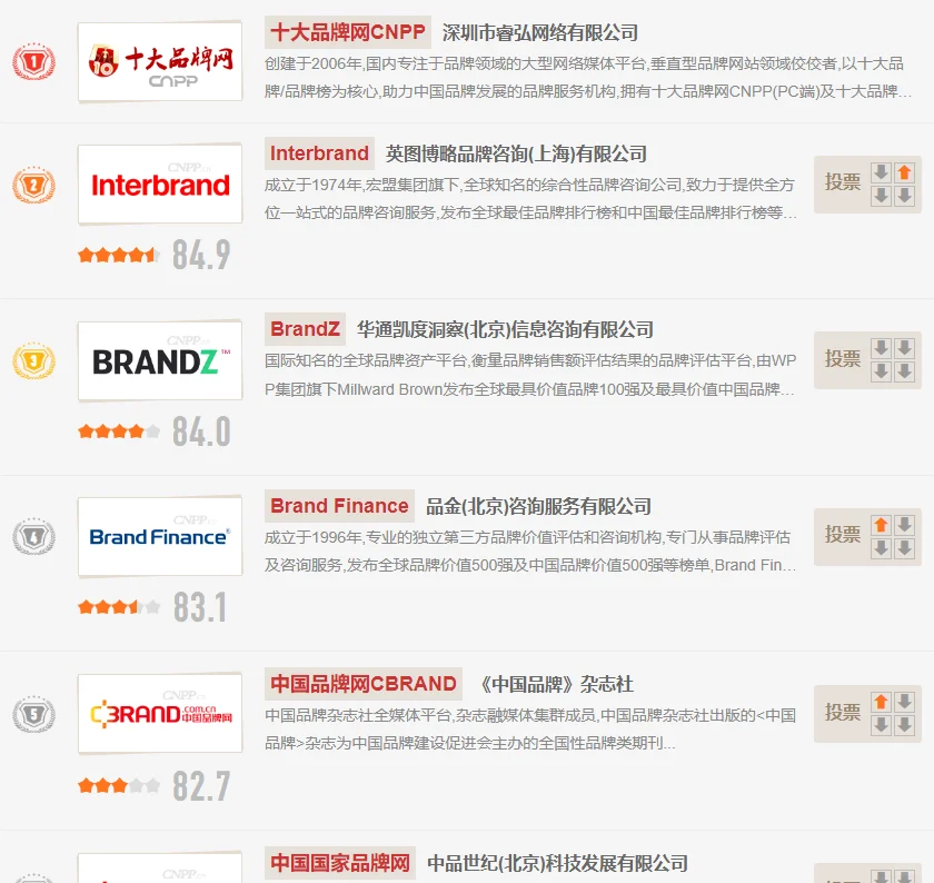 十大品牌网站排行榜