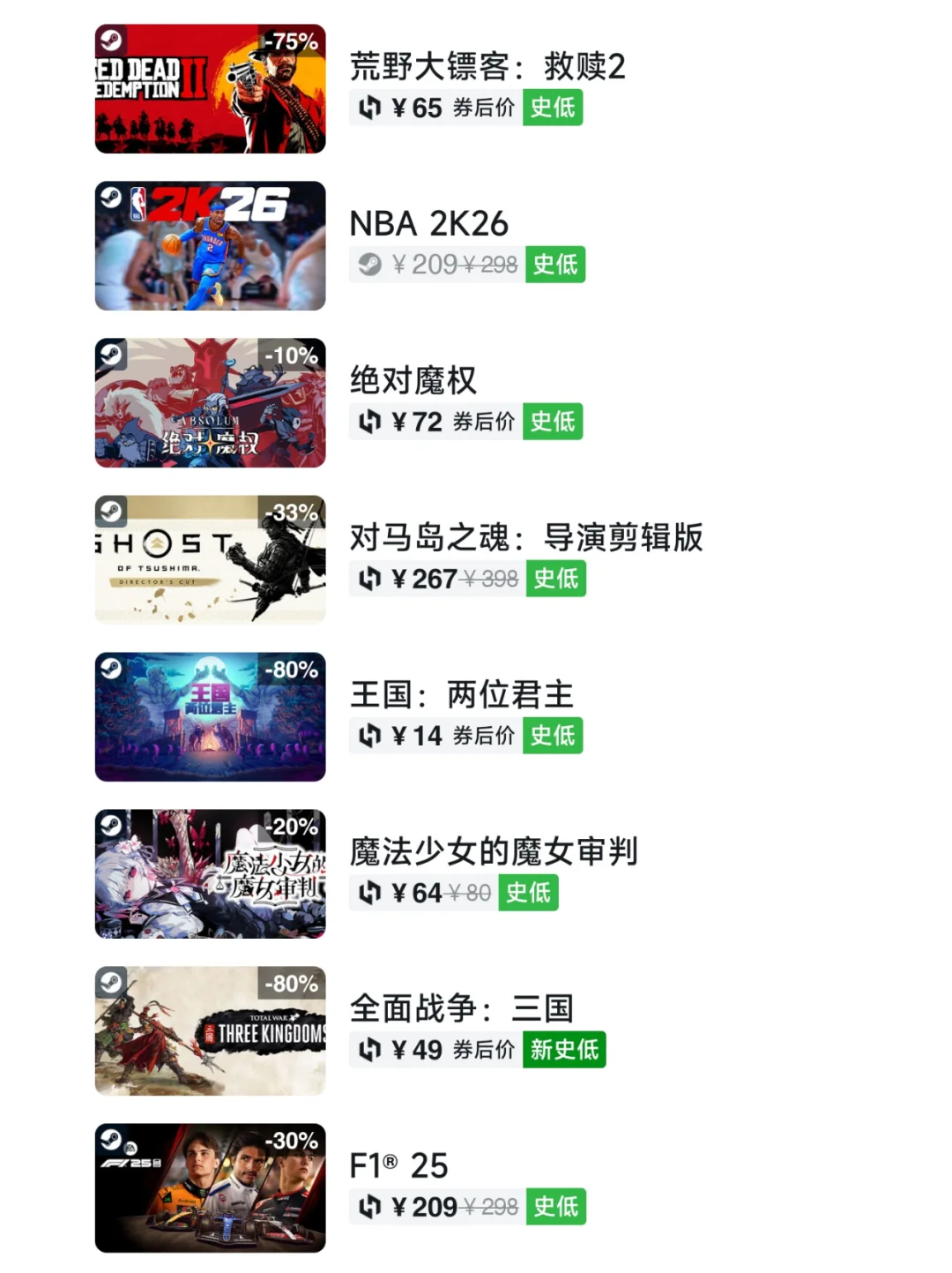 抓紧开机！10月11日Steam游戏史低汇总