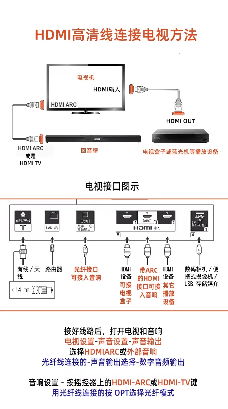 芝杜蓝光机和ATV同时切换使用，音箱怎么接线