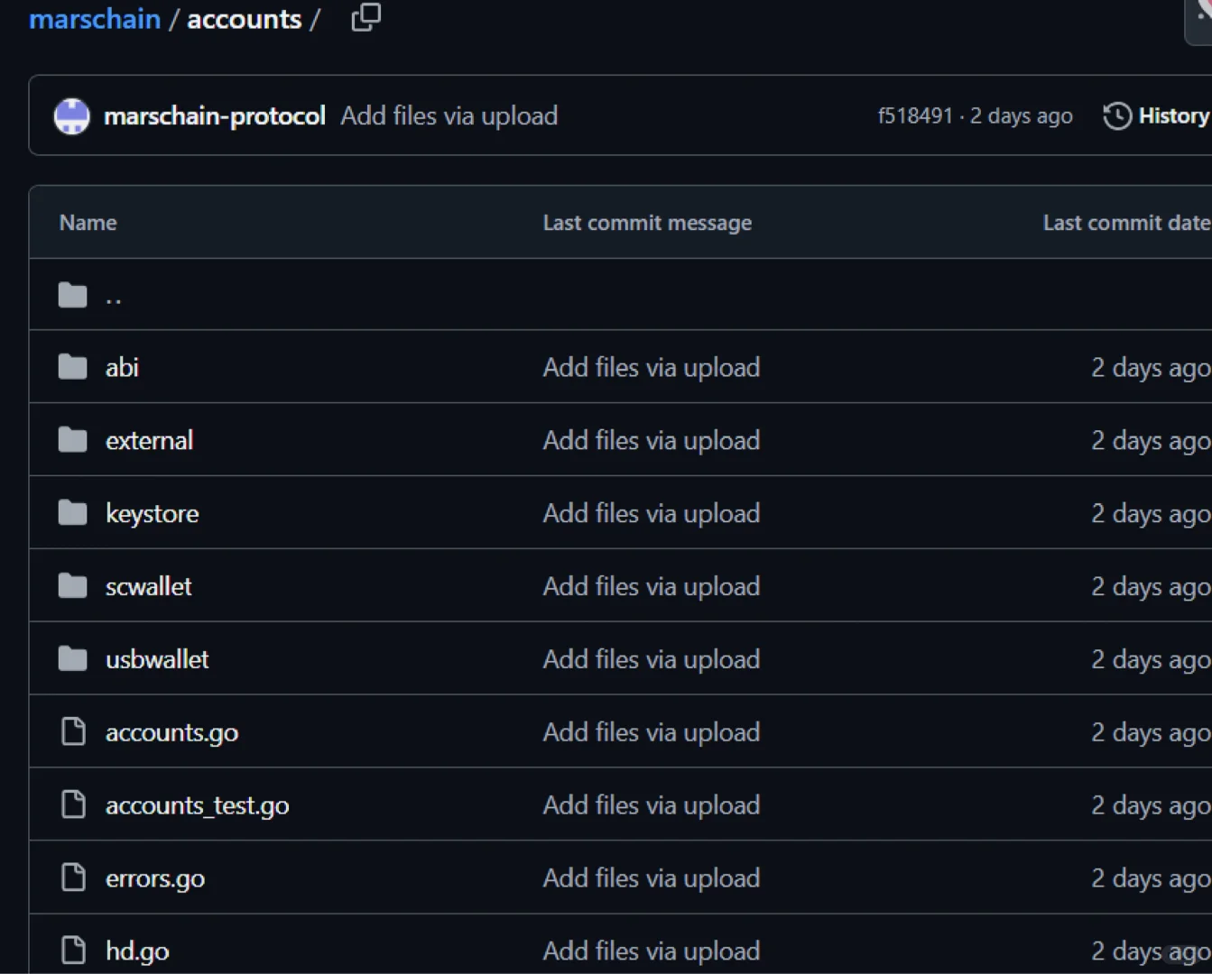 Marschain 测试代码陆续更新