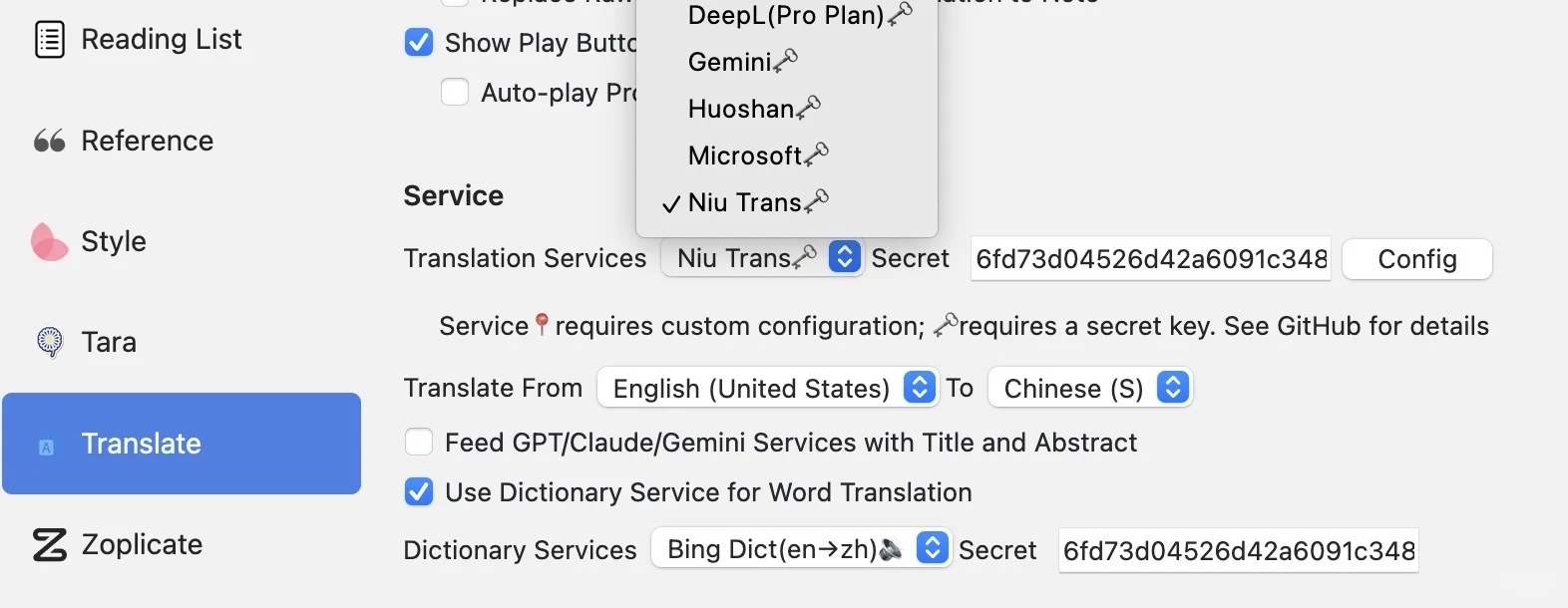Zotero自用翻译插件