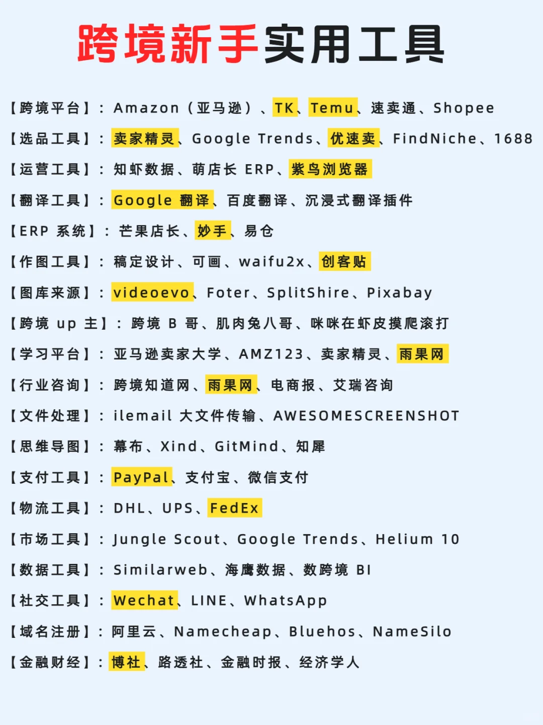 超实用的跨境新手工具合集