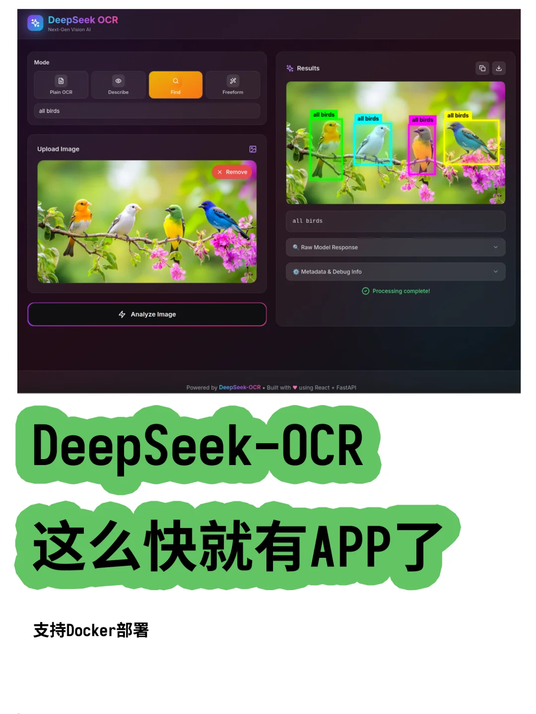 deepseek-ocr 有网页app了!适合本地运行!