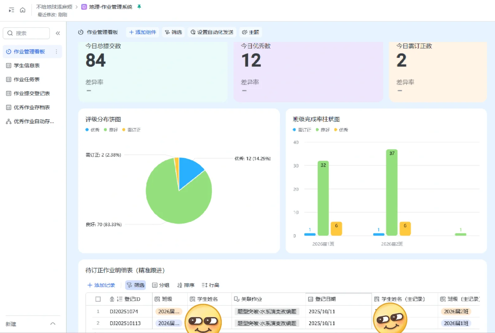 0 代码搭建 作业管理系统