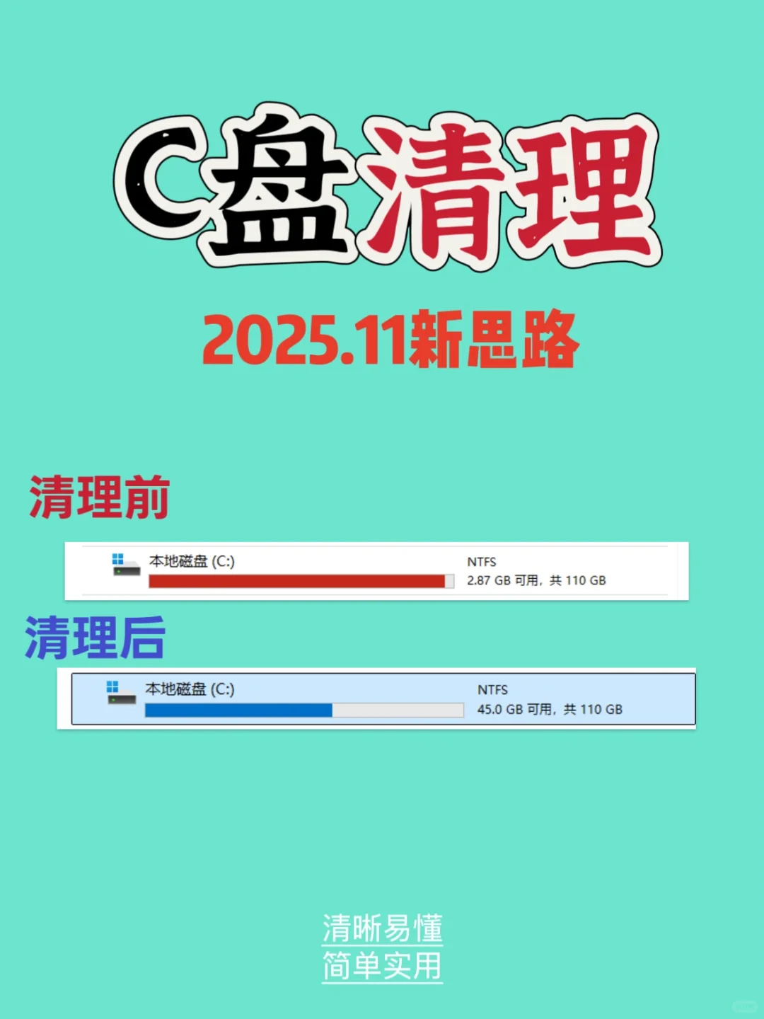 电脑C盘变红满了，清理C盘的几个思路
