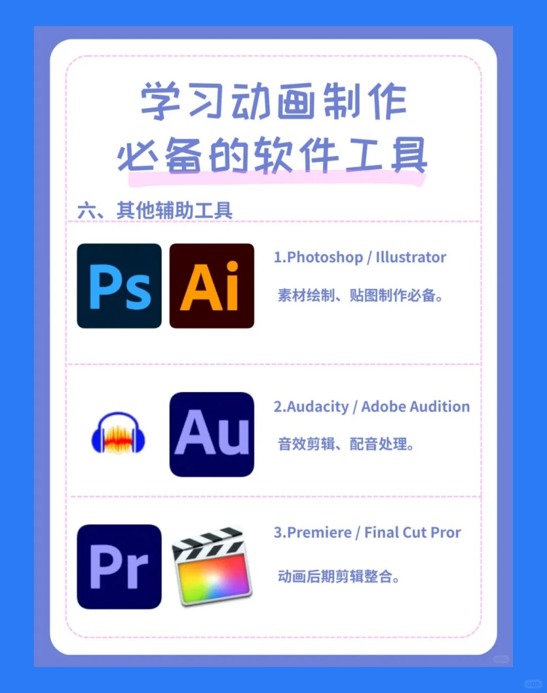 学习动画制作必备软件工具清单汇总!