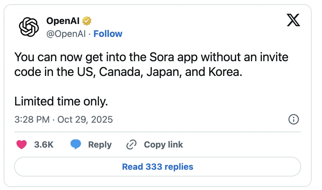 Sora 席卷美日韩：App安卓首日下载近50万