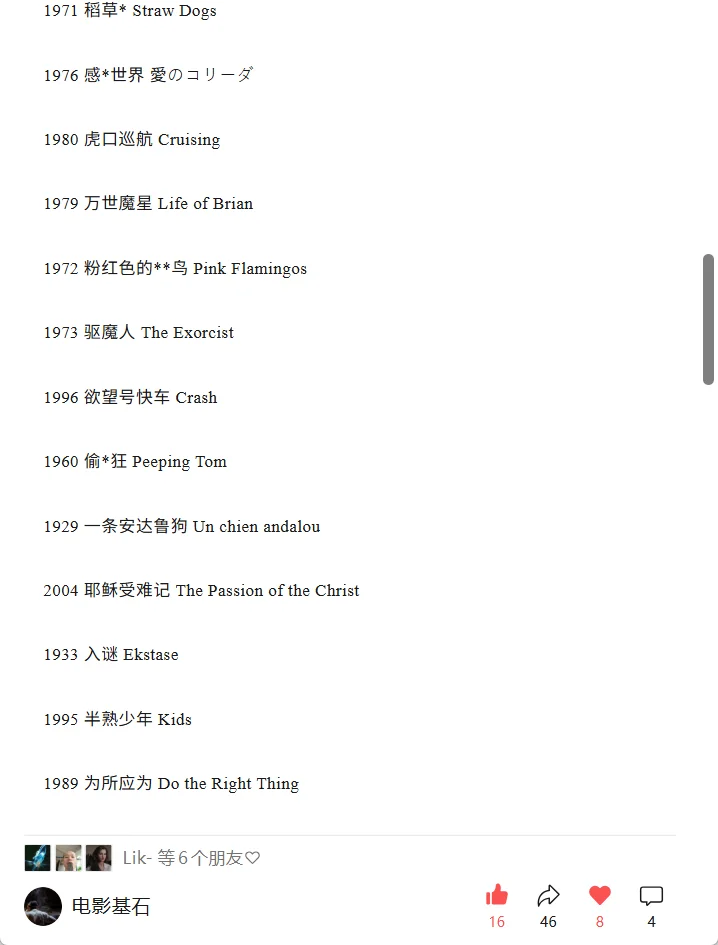 影史最具争议性的五十部电影