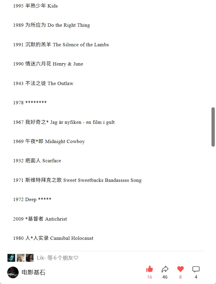 影史最具争议性的五十部电影