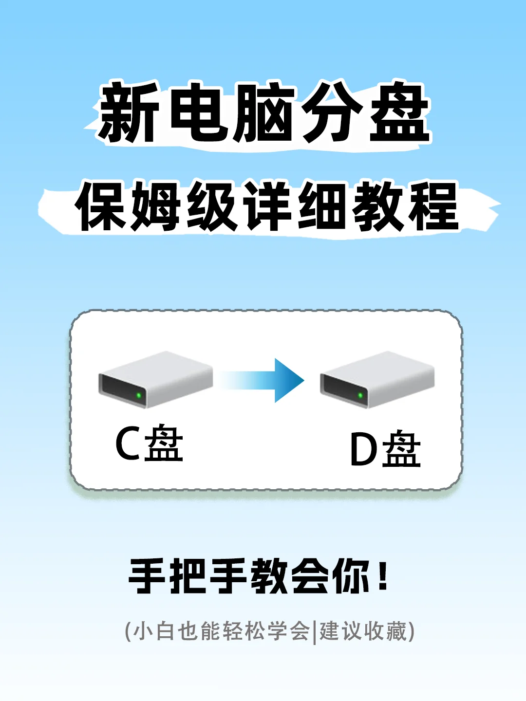 电脑只有一个C盘怎么办😱手把手教你分盘