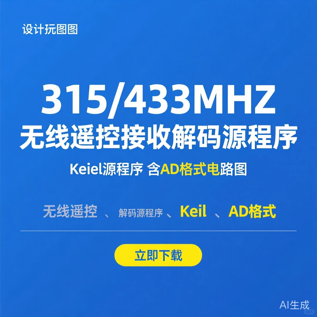 315/433MHz无线遥控接收解码 Keil源码+AD电