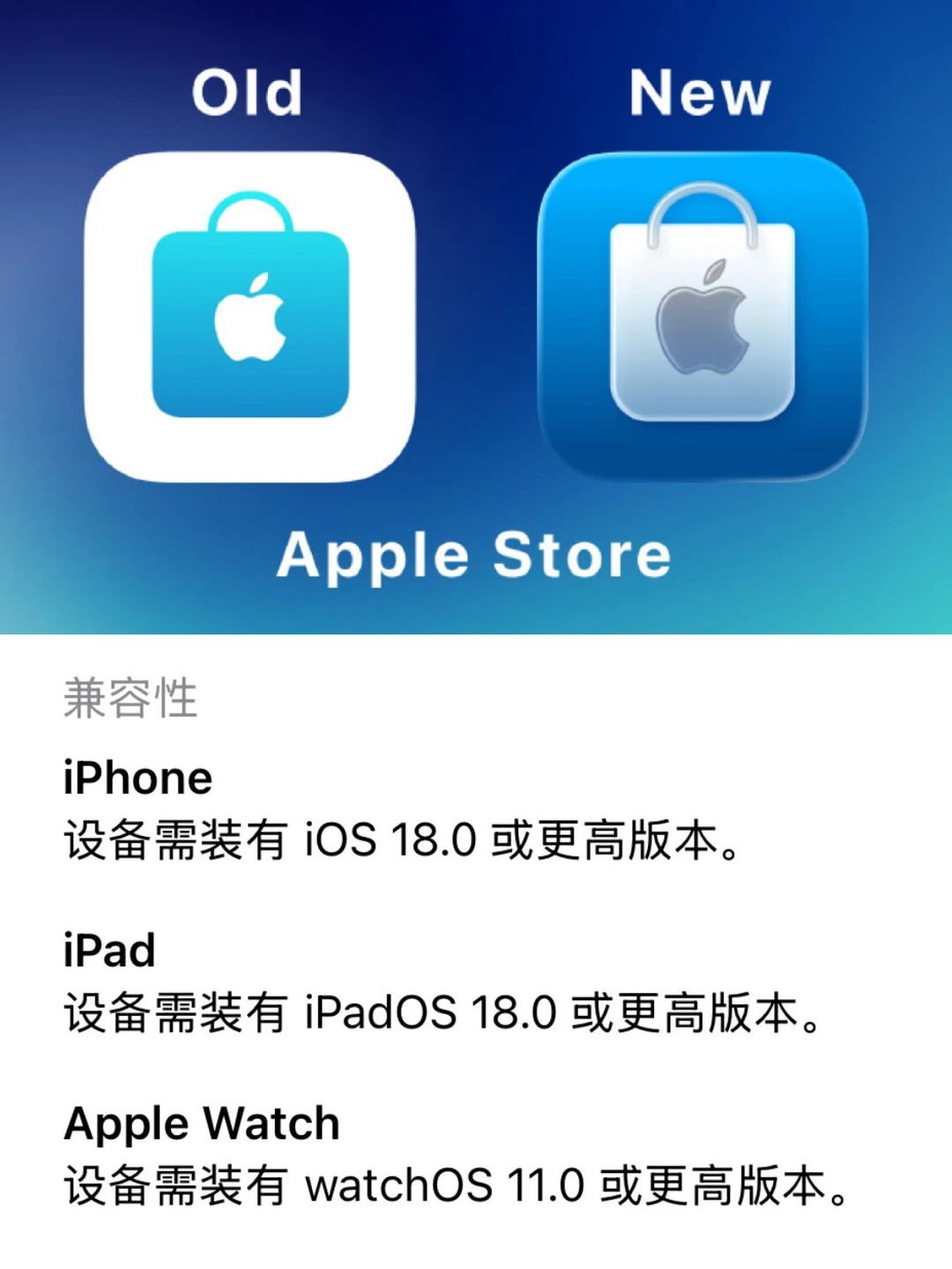 「Apple Store」适配iOS 26的原生液态玻璃