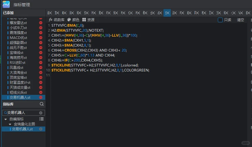 交易机器人副图指标源码分享