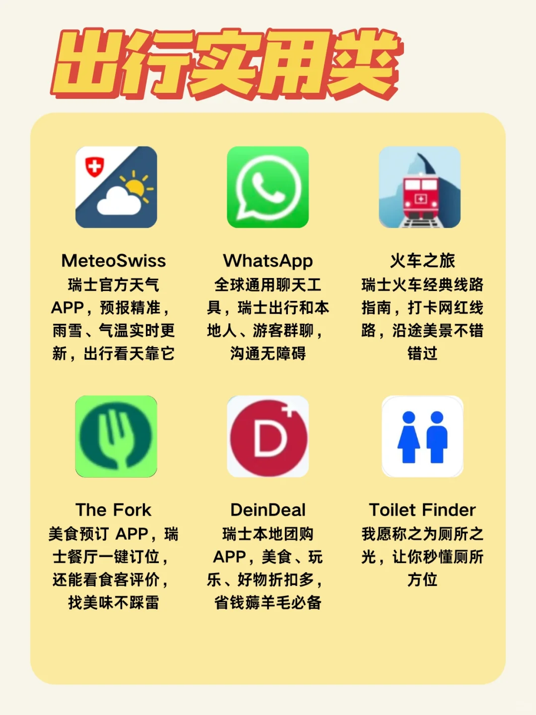 初去不慌‼️超全瑞士旅游app合集