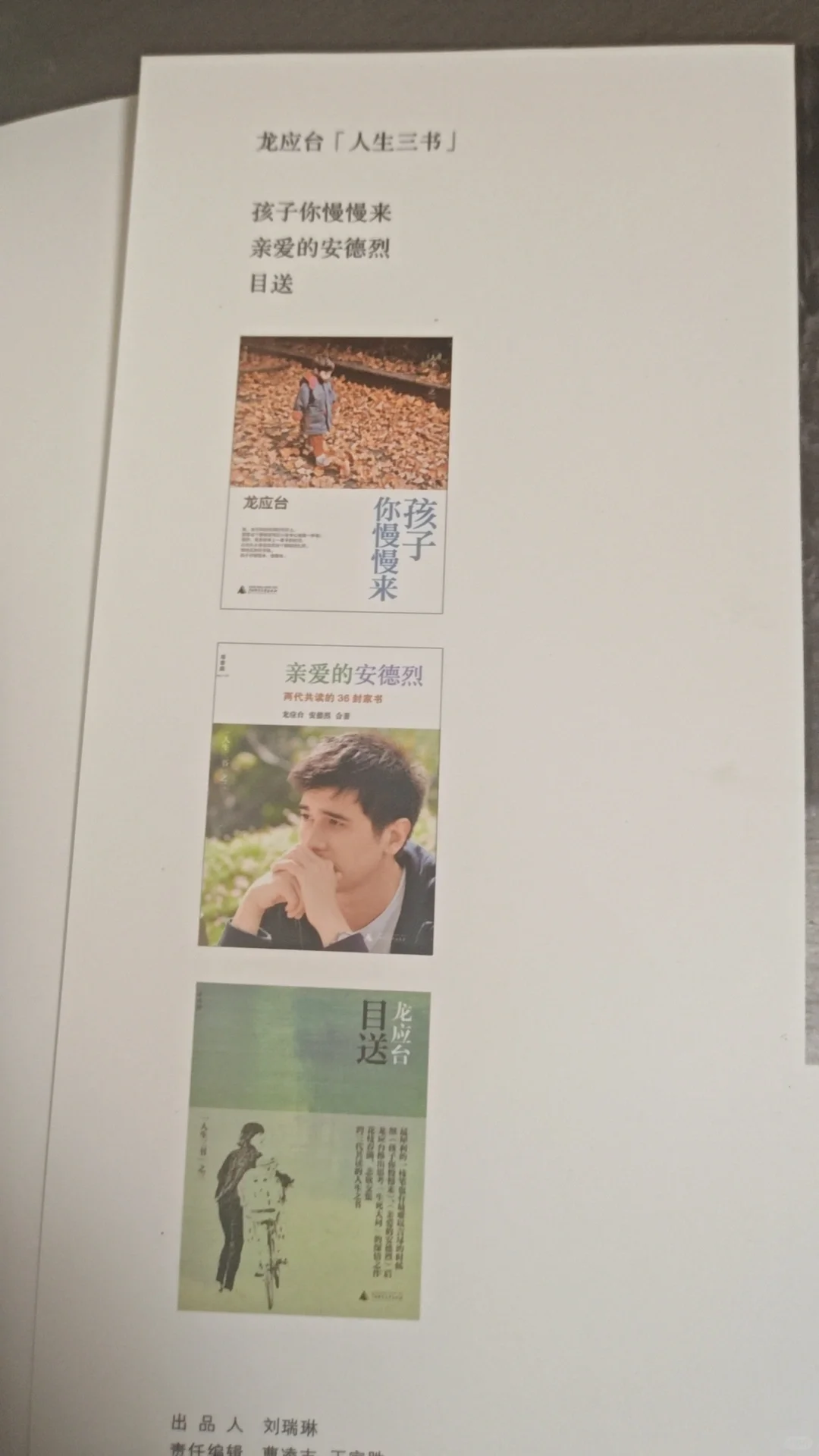 龙应台目送，野火集，孩子慢慢来，安德烈