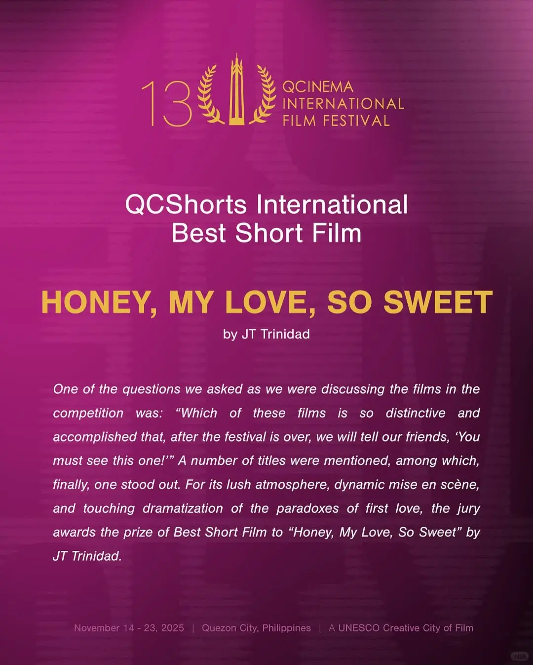 📣 甜蜜捷报｜Inwave短片“回家”夺最佳