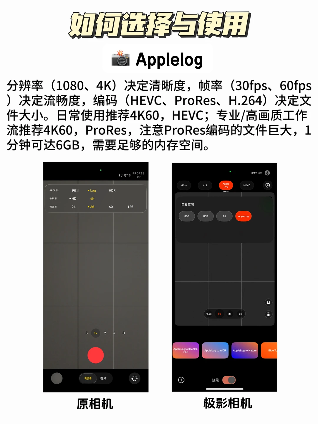 iPhone拍Applelog和普通视频有什么区别？