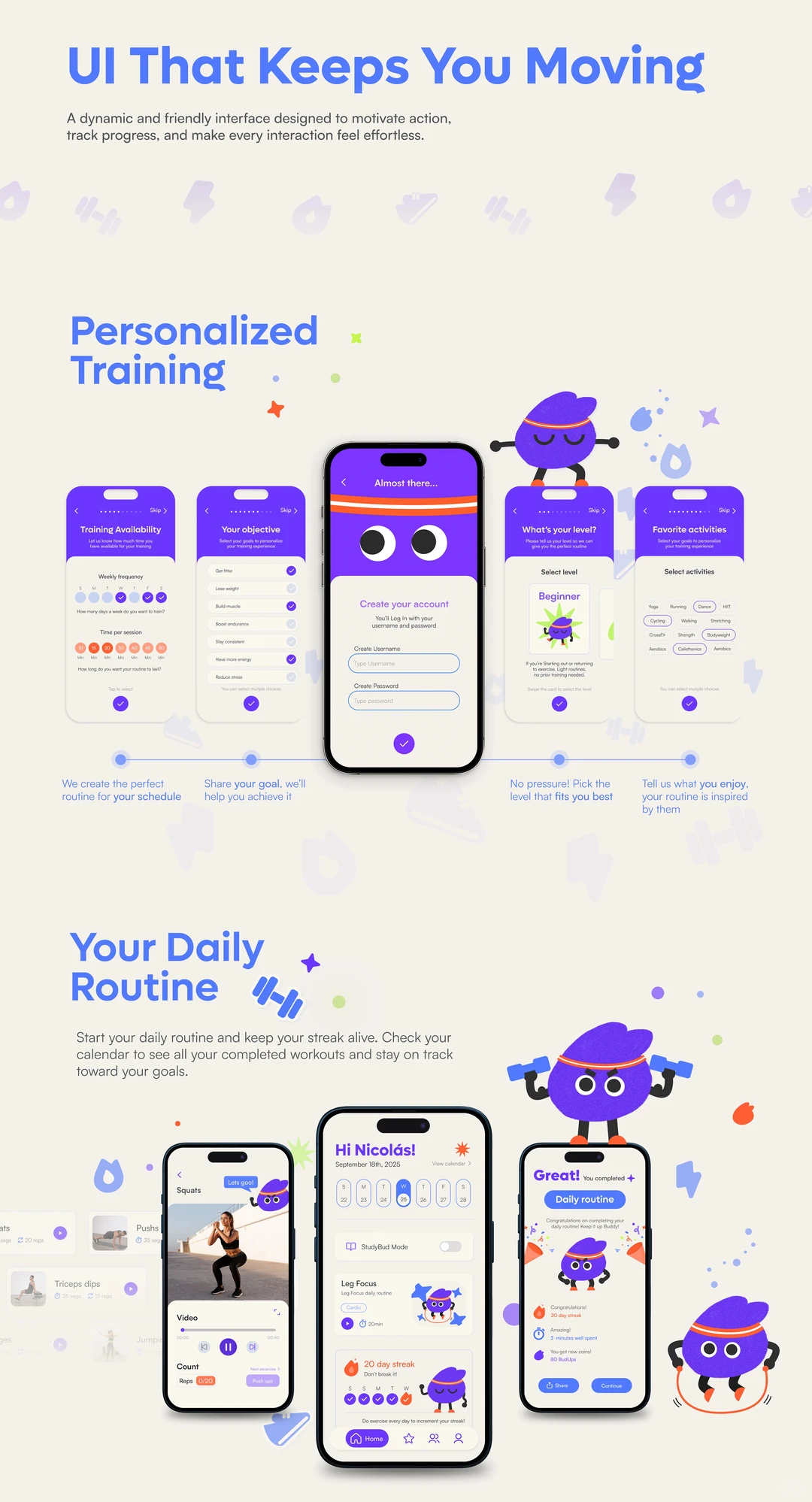 👍🏻这款健身APP的UI风格好出彩~爱了！