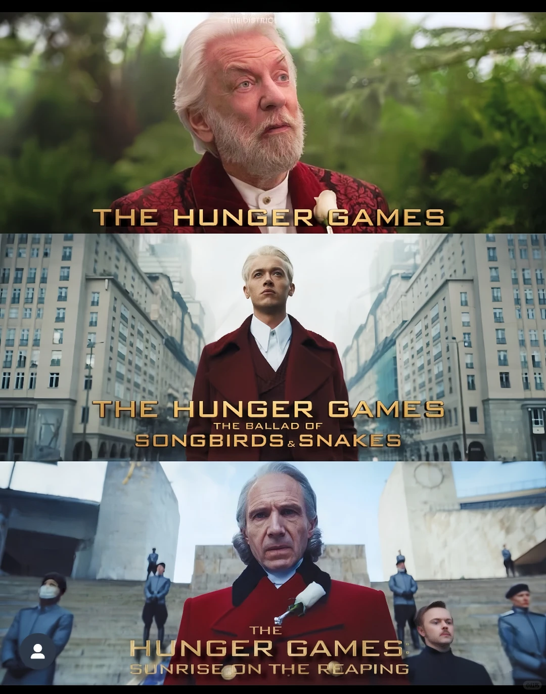 Snow总统的老中青三个形态，第50届饥饿游戏