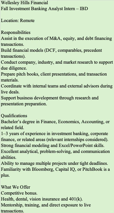 🇺🇸fintech的ibd缺Intern