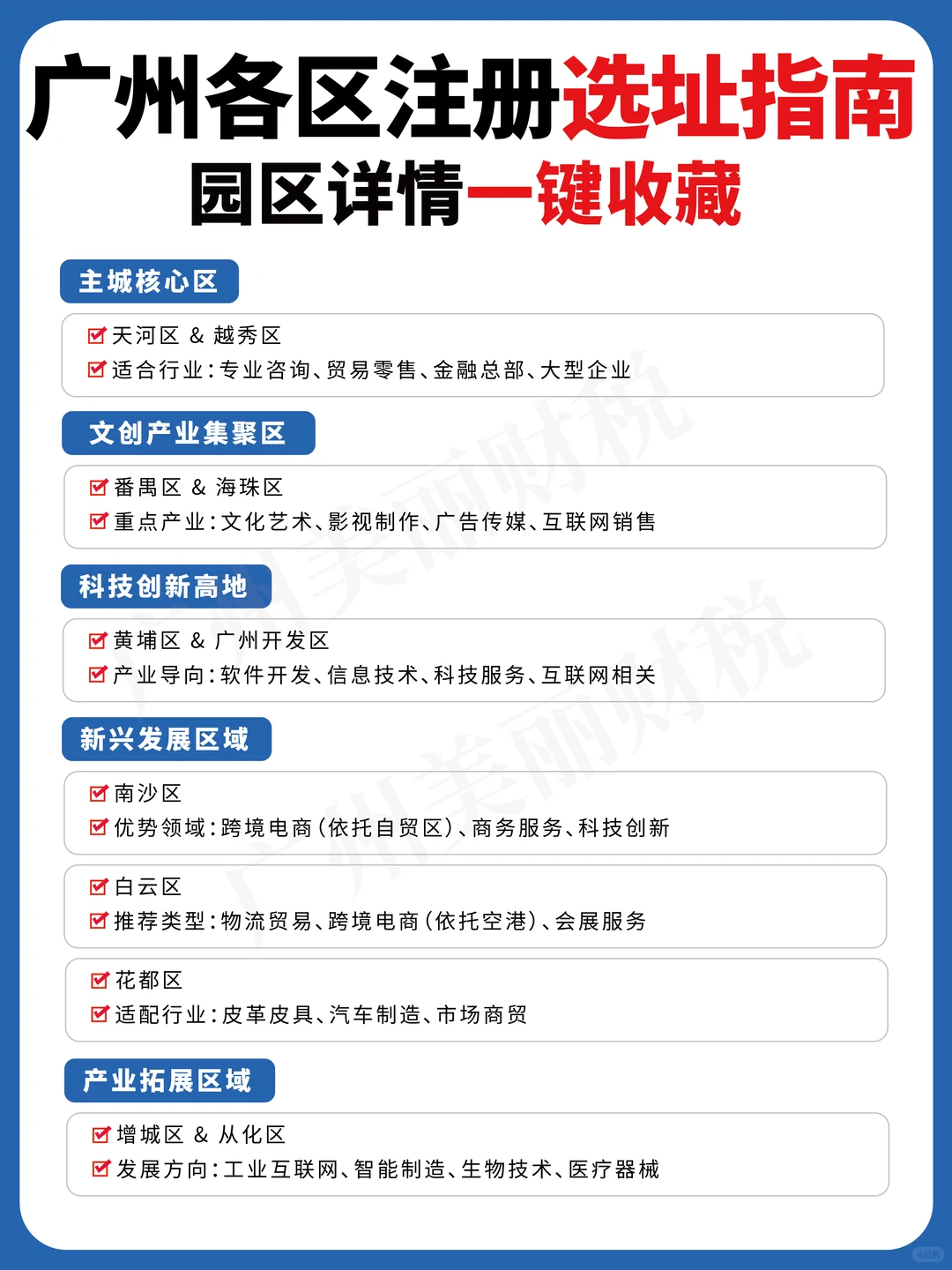 广州各区注册选址指南 园区详情一键收藏
