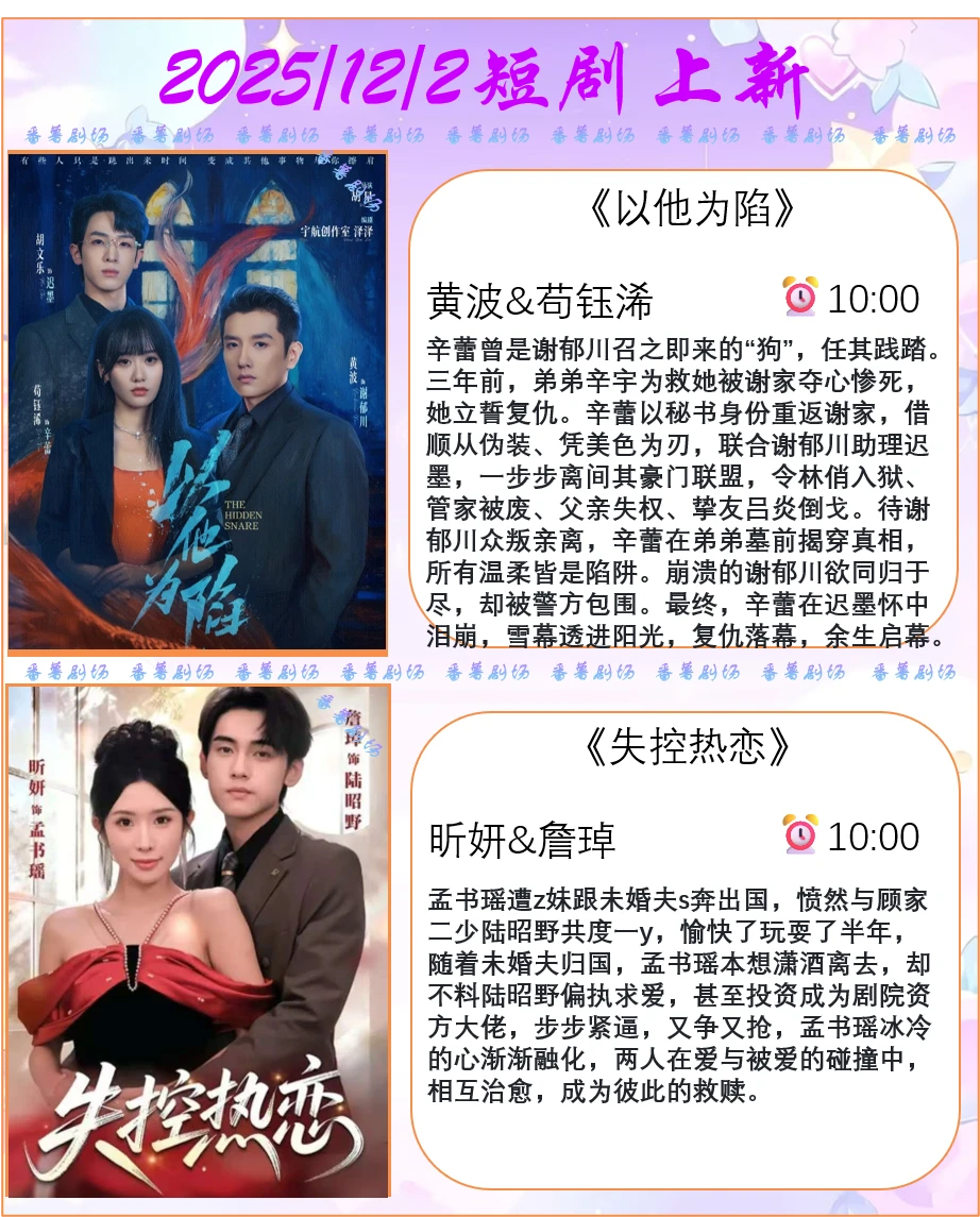 📺2025/12/2短剧上新