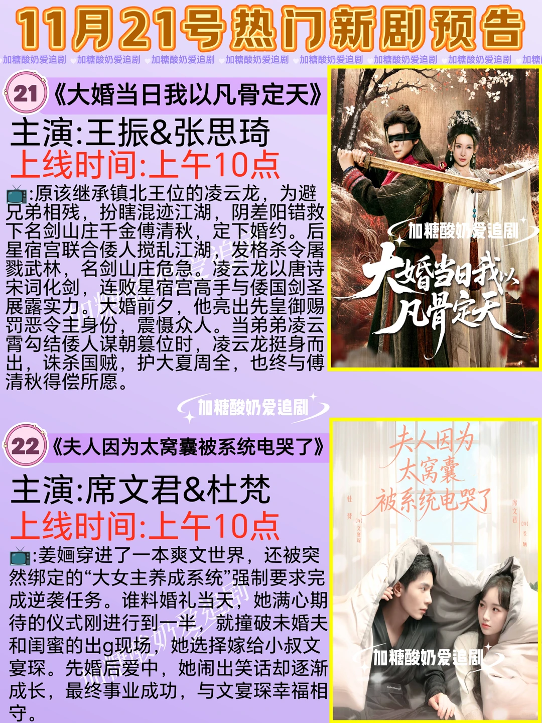 天花板短剧💥11月21日热门短剧预告