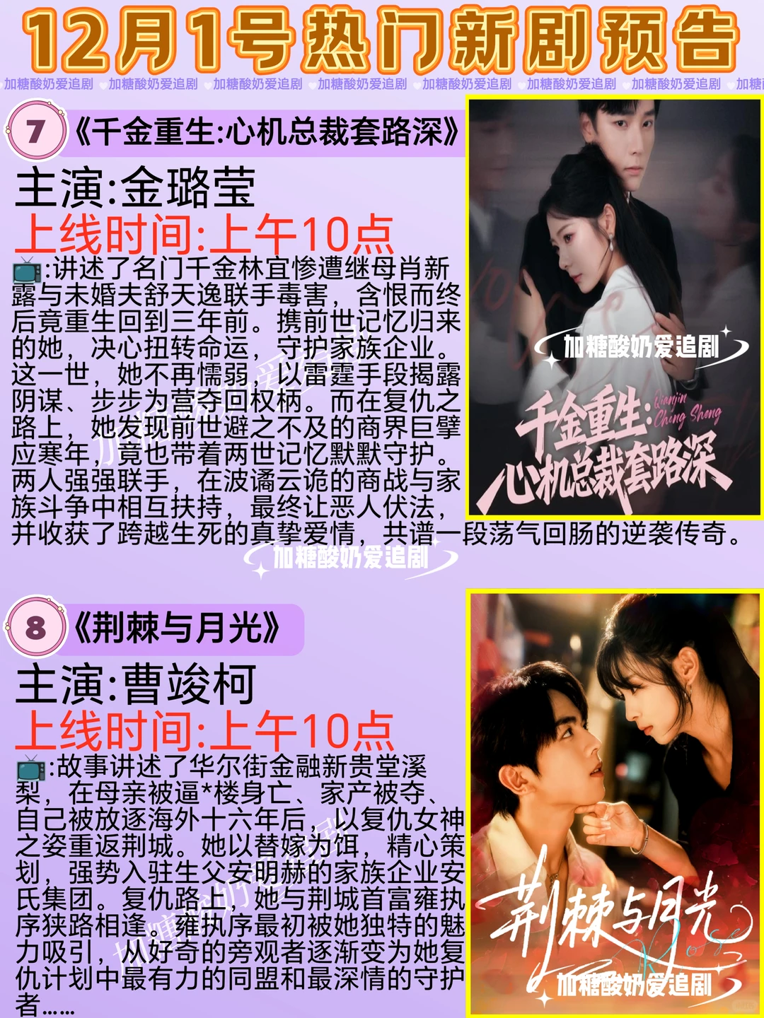 宝藏好剧💥12月1日热门短剧预告