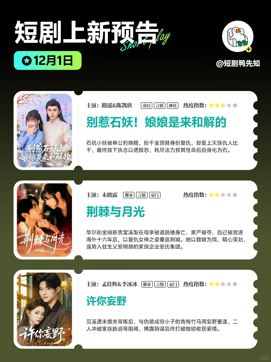 12月1日短剧上新清单 🎬 你觉得哪部会爆？