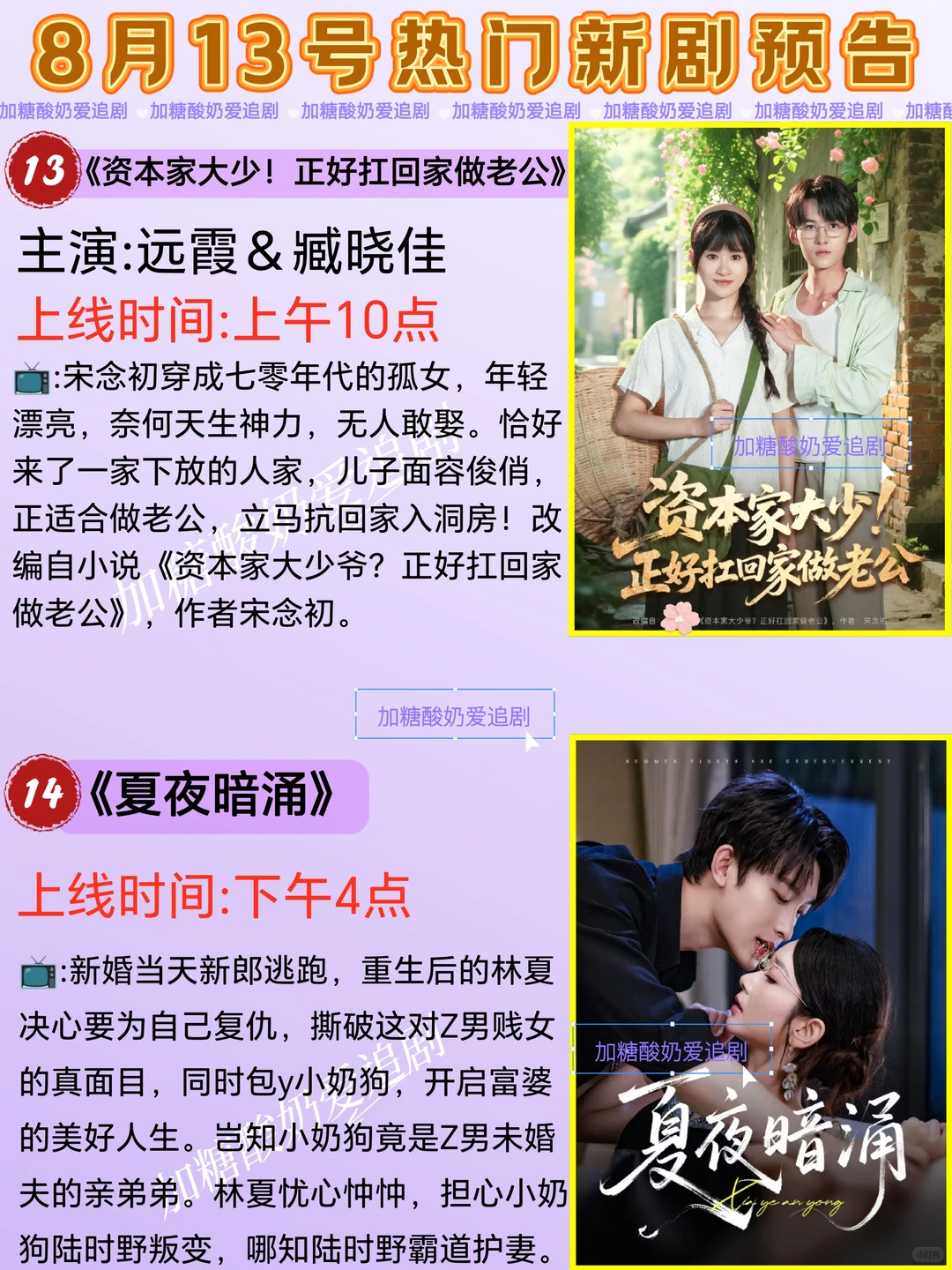 天花板短剧💥8月13日热门短剧预告