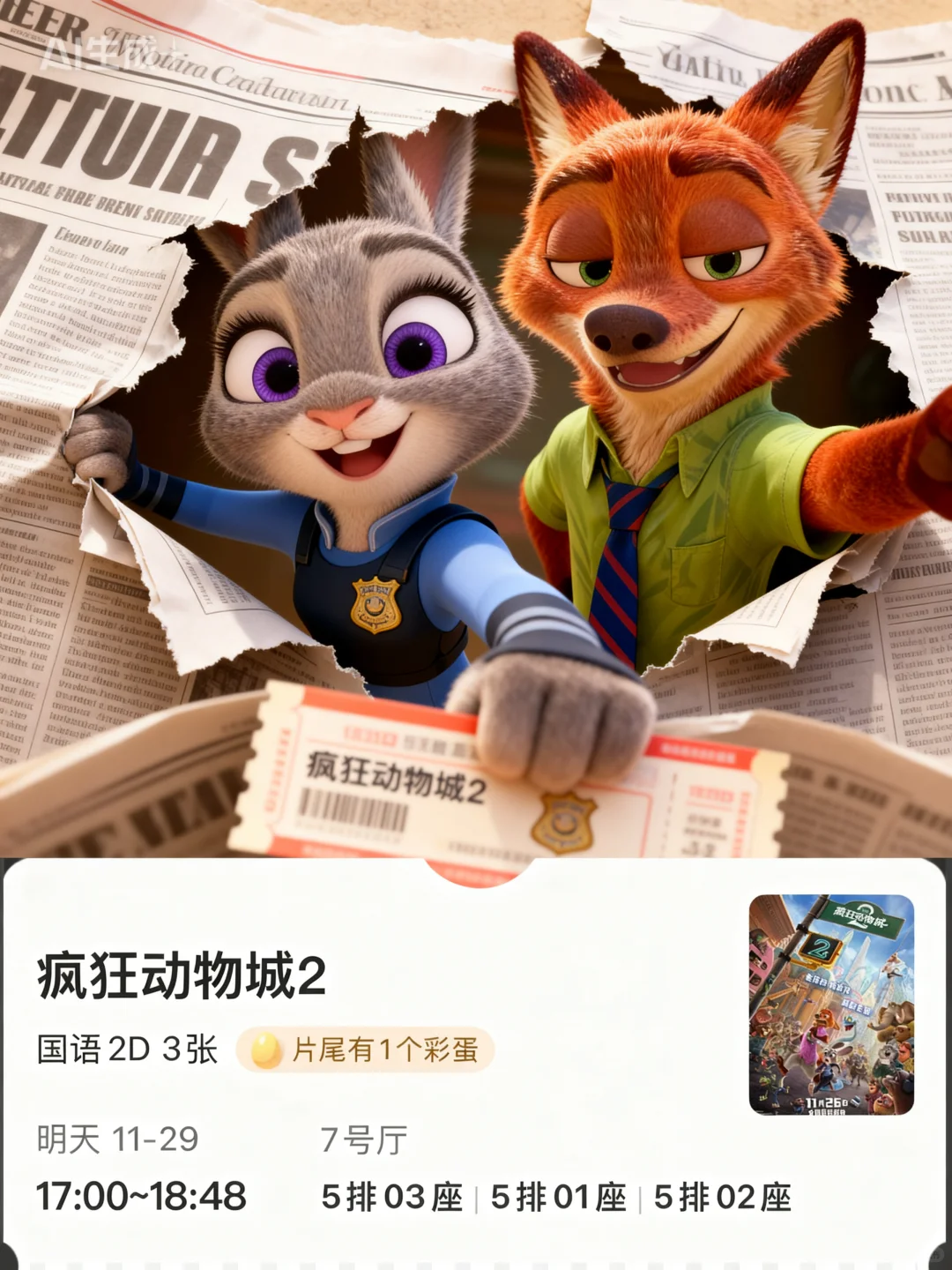 原来可以生成这么可爱的电影票