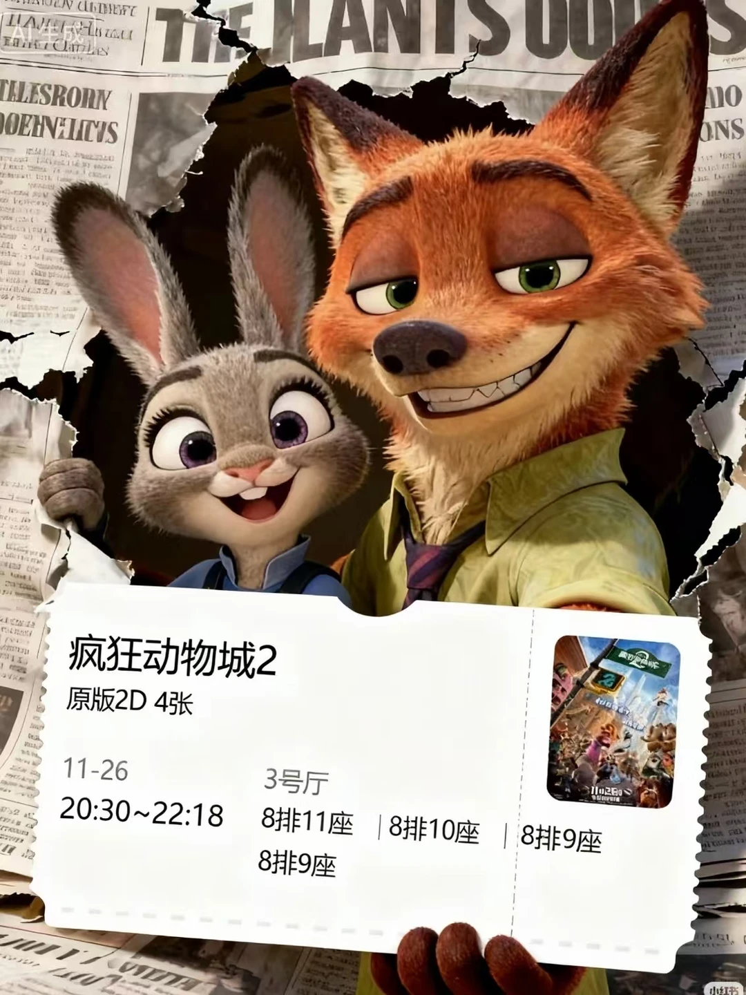 家人们谁懂啊《疯狂动物城2》电影票这么买