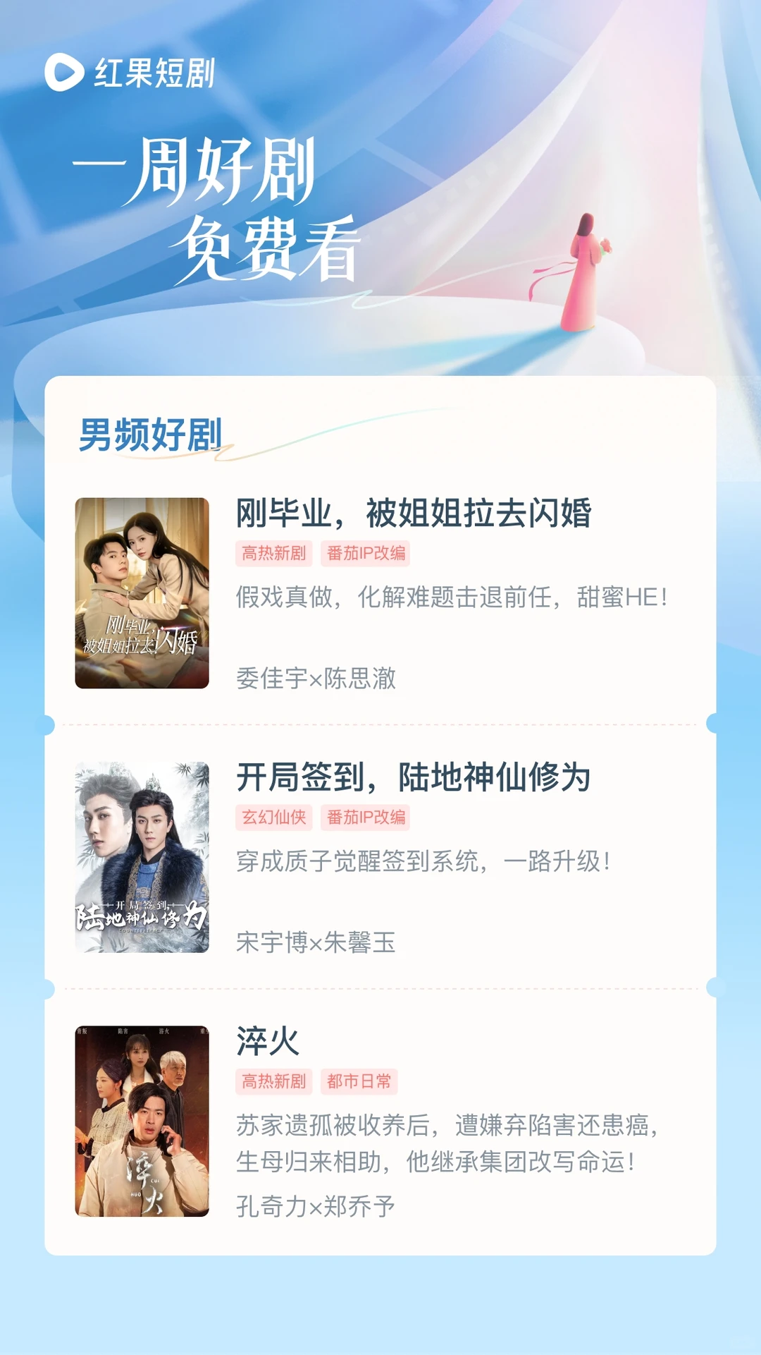 红果短剧「一周好剧免费看」来啦❗️