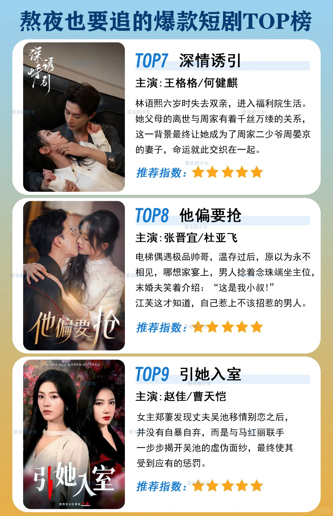 熬夜也要追的爆款短剧排行榜，你最爱哪部？