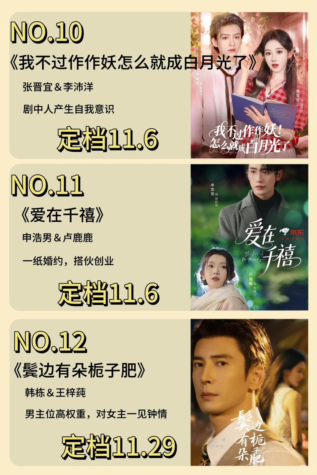 11月最新定档短剧盘点，你最期待哪部
