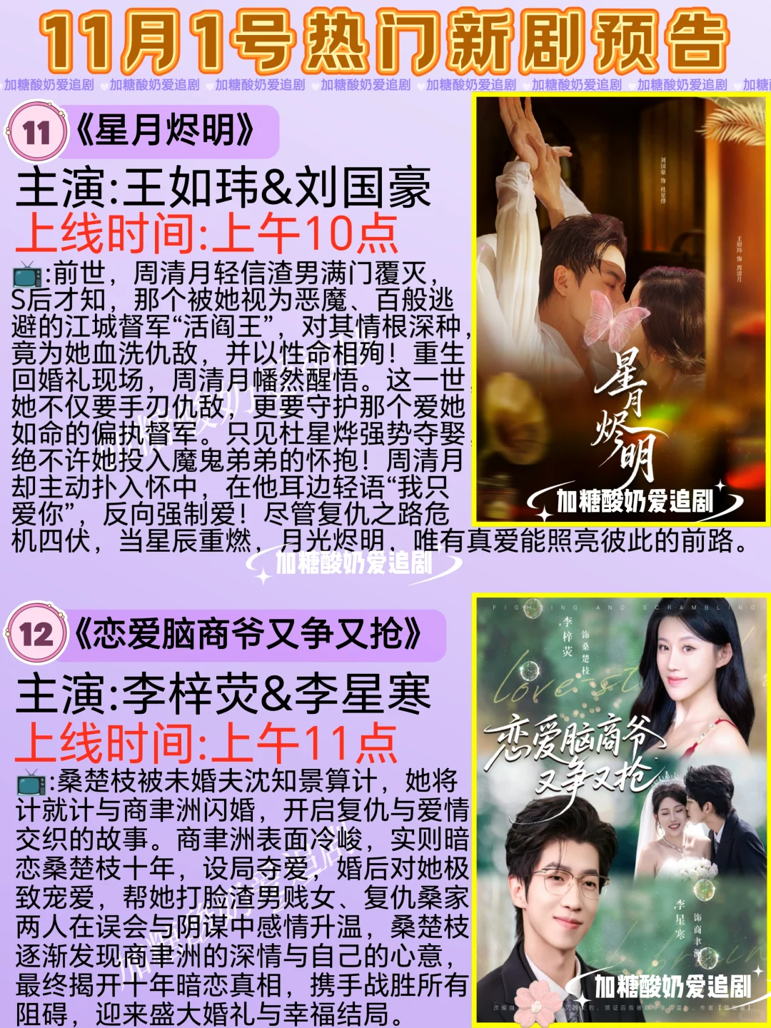 宝藏好剧💥11月1日热门短剧预告