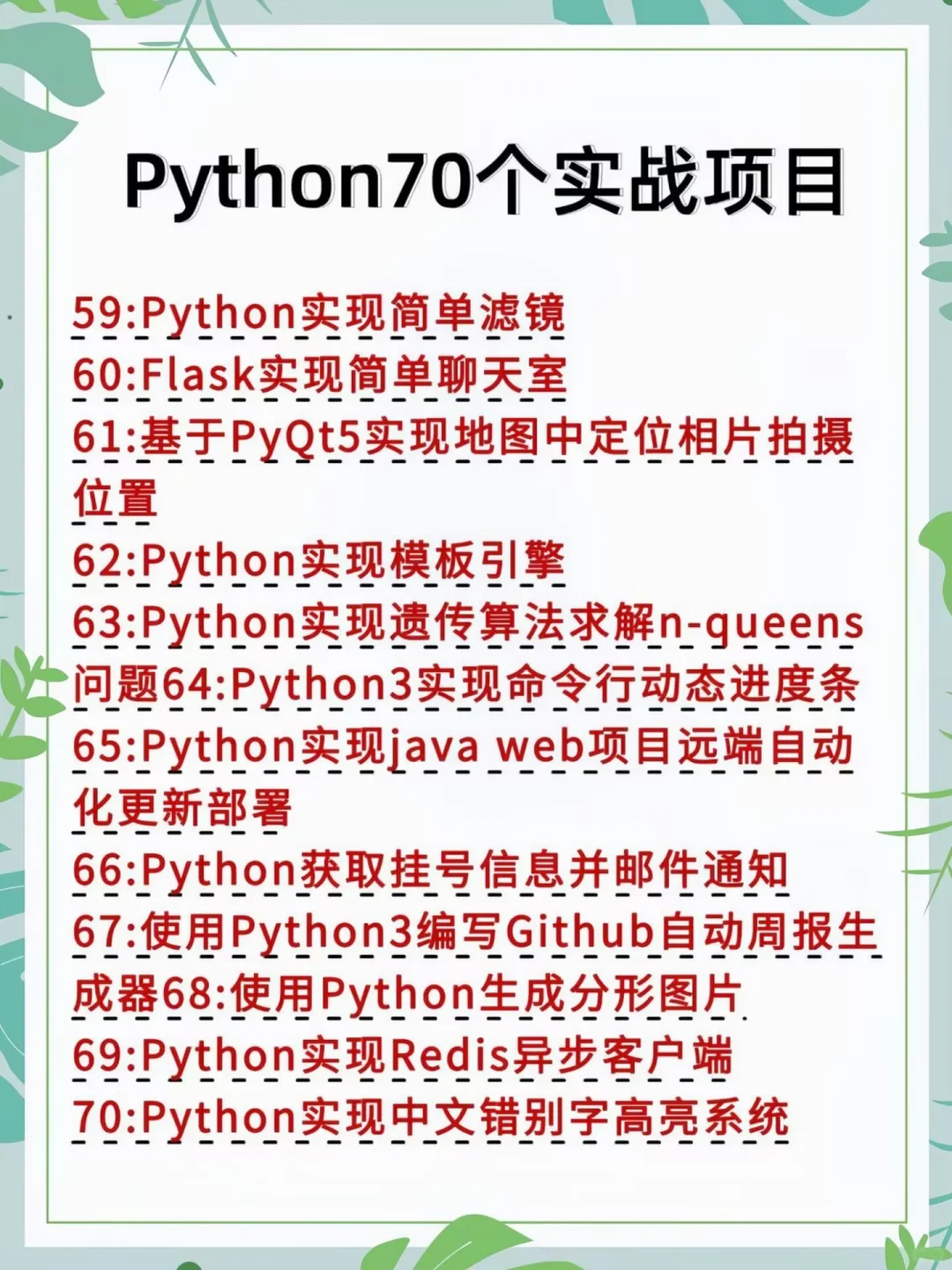 Python项目合集，附视频教程+源码！-夜雨聆风